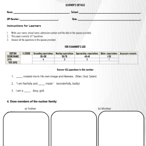 GRADE 1 END OF TERM 2 EXAMS