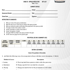 GRADE 10 END OF TERM 2 EXAMS