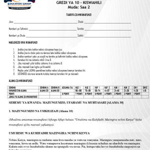 GRADE 10 KISWAHILI END OF TERM 2 EXAM 2026