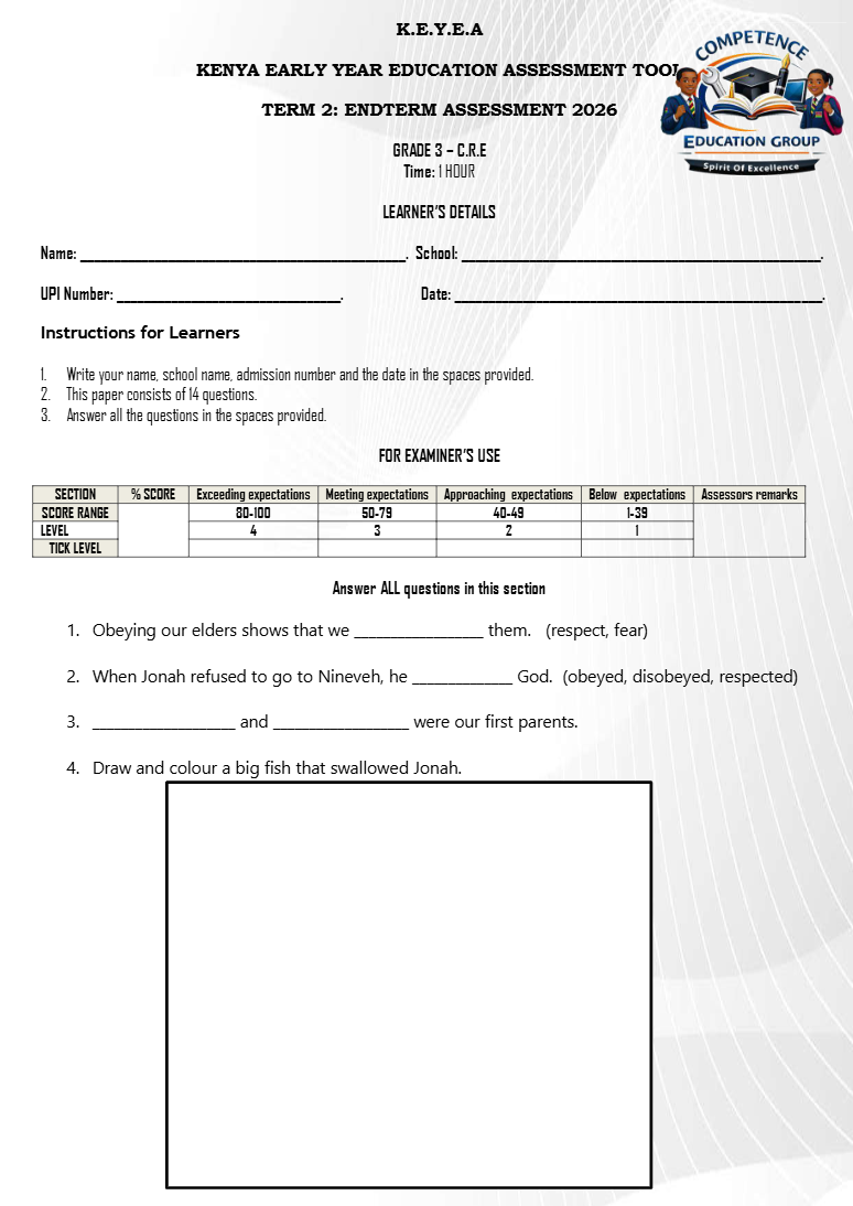 GRADE 3 END OF TERM 2 2026