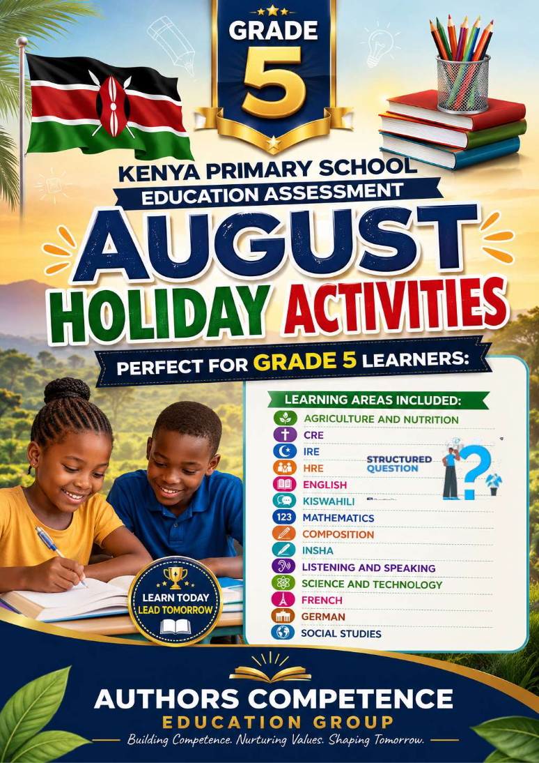 GRADE 5 AUGUST HOLIDAY 2026 HOMEWORK