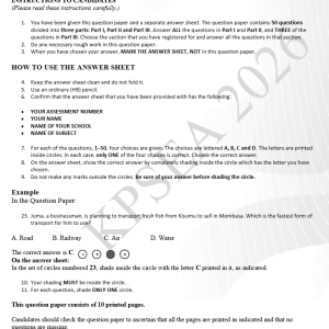 GRADE 6 SOCIAL STUDIES KPSEA PREDICTION EXAM