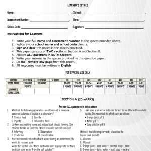 GRADE 7 INTEGRATED SCIENCE PAPER 1 END OF TERM 2
