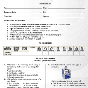 GRADE 7 Pre-technical End of Term 2 Exams