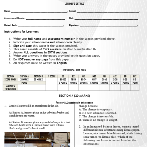 GRADE 8 INTEGRATED SCIENCE PAPER 1 END OF TERM 2 2026