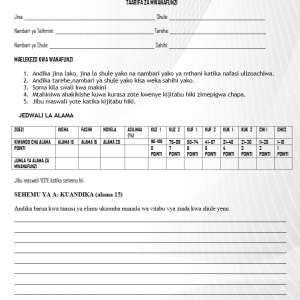 GRADE 8 KISWAHILI PAPER 2 END OF TERM 2 2026 EXAM