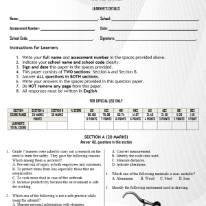 GRADE 8 PRETECHNICAL END OF TERM 2 EXAMS