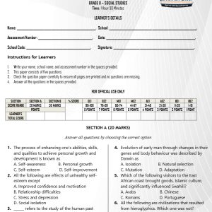 GRADE 8 SOCIAL STUDIES END OF TERM 2 EXAMS