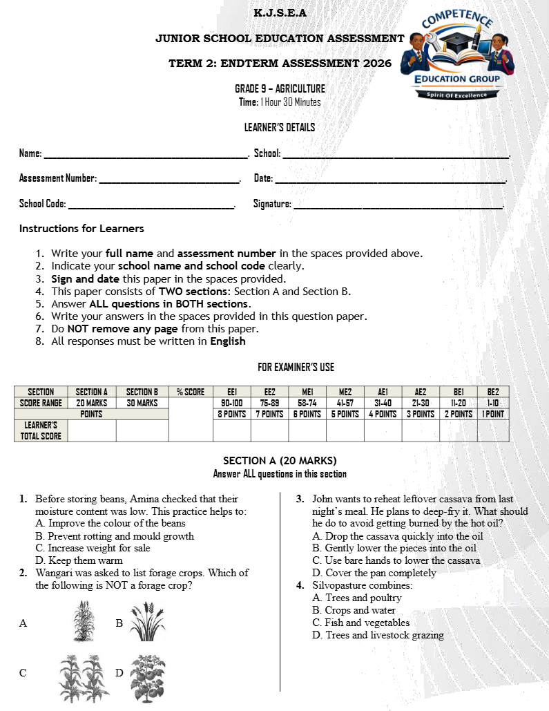 GRADE 9 END OF TERM 2 FULL EXAMS