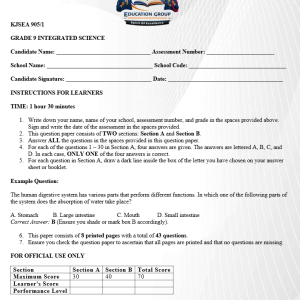 GRADE 9 INTEGRATED SCIENCE Paper 1