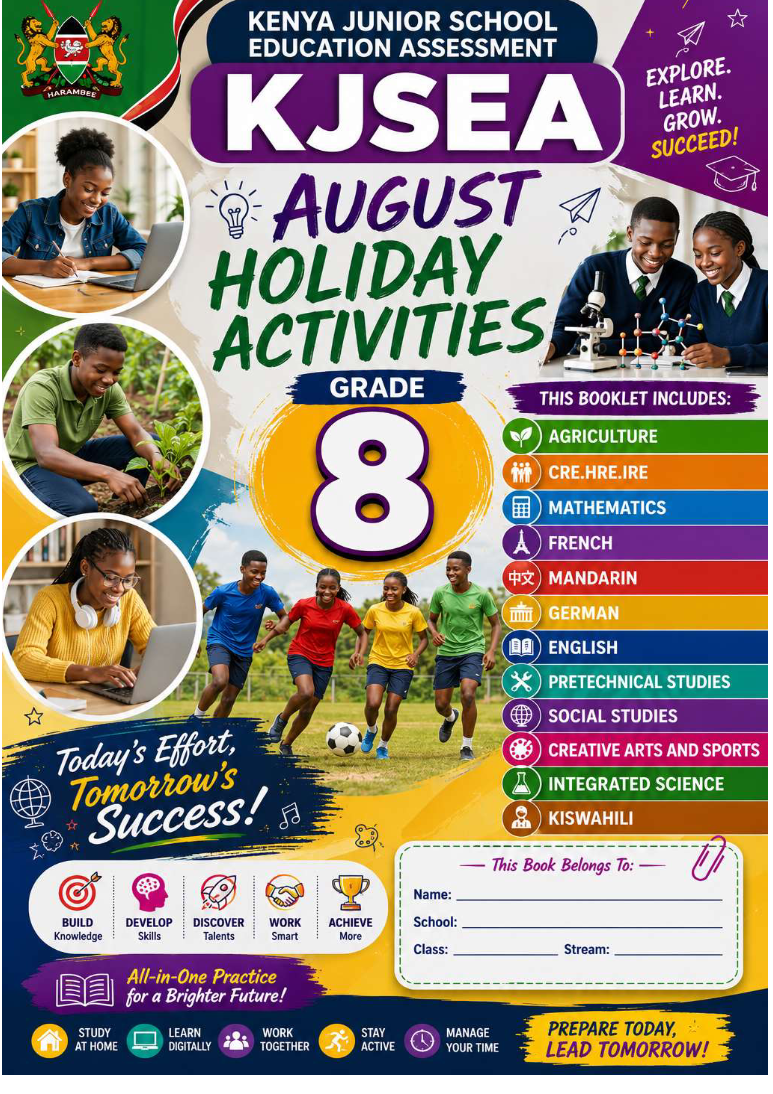 Grade 8 Homework Booklet for August Holiday 2026