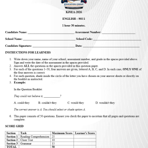 KJSEA ENGLISH PP1 PREDICTION 2026