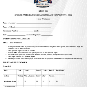 KJSEA ENGLISH Paper 2 PREDICTION 2026