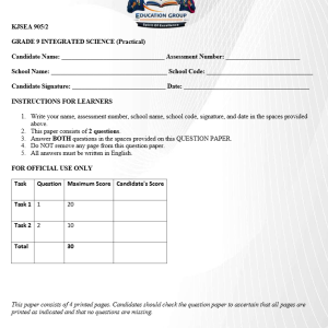 KJSEA Integrated Science Paper 2 Prediction