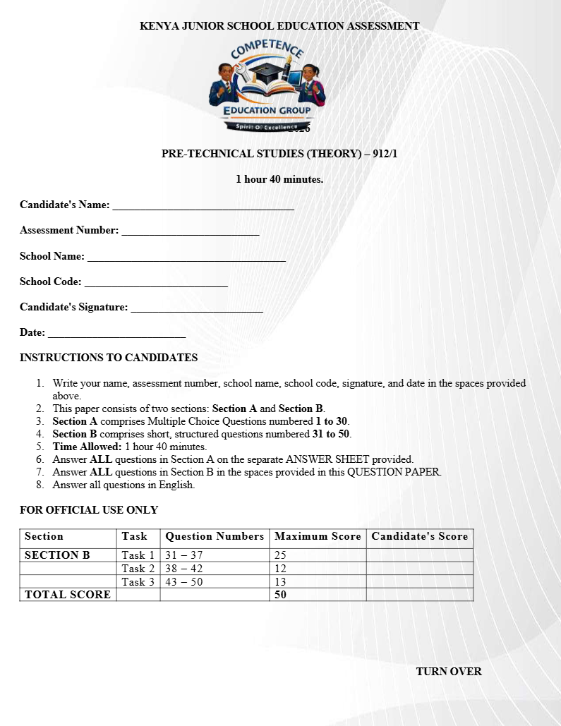 KJSEA PRE-TECHNICAL STUDIES PREDICTION 2026