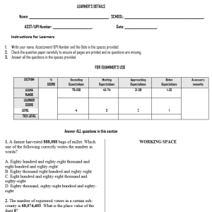GRADE 6 TERM 3 OPENER EXAM 2026