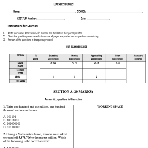 GRADE 8 TERM 3 OPENER EXAM FULL SET