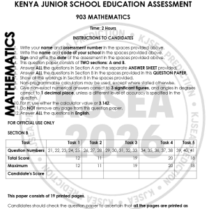GRADE 9 MATHS KJSEA PREDICTION 2