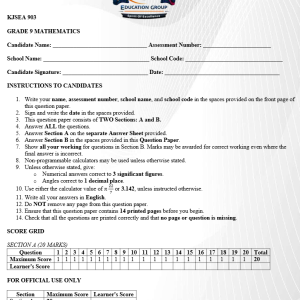 GRADE 9 Term 3 Opener Exam Full Set