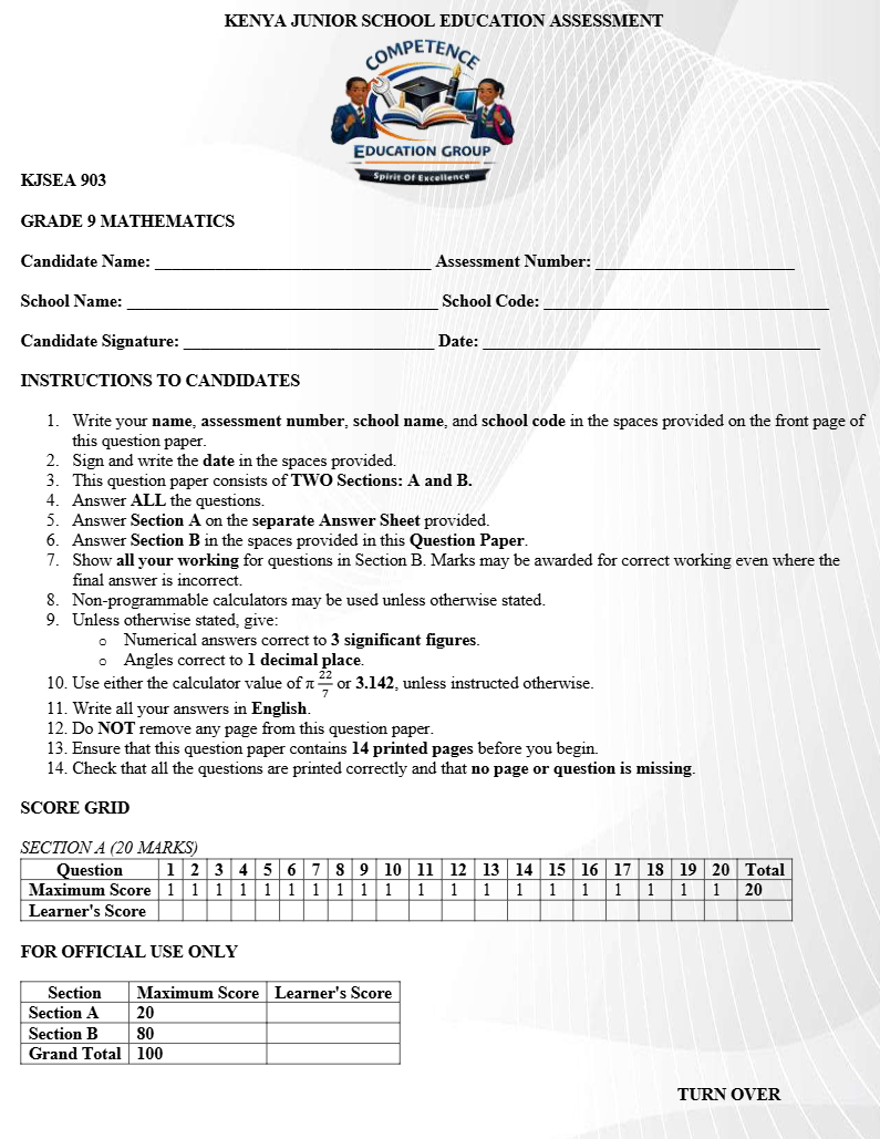 GRADE 9 Term 3 Opener Exam Full Set